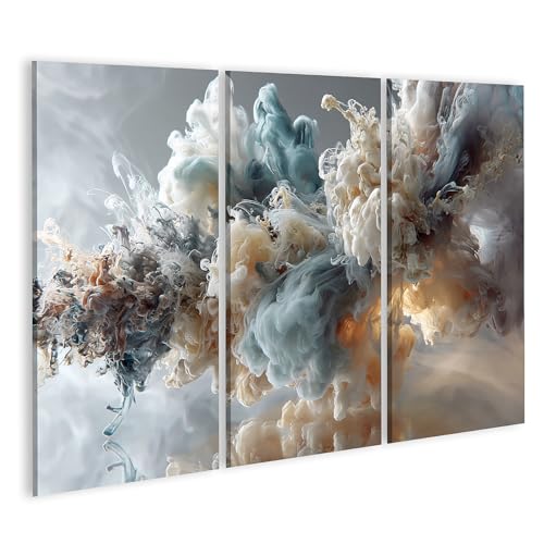 Tableau sur toile abstrait nuages d'encre mystiques 3 pièces salon