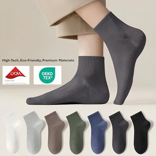 Men's Crew Socks,Athletic Sport Running Calf Socks,Seamless Toe Design,Comfortable,Durable, Size 7-112