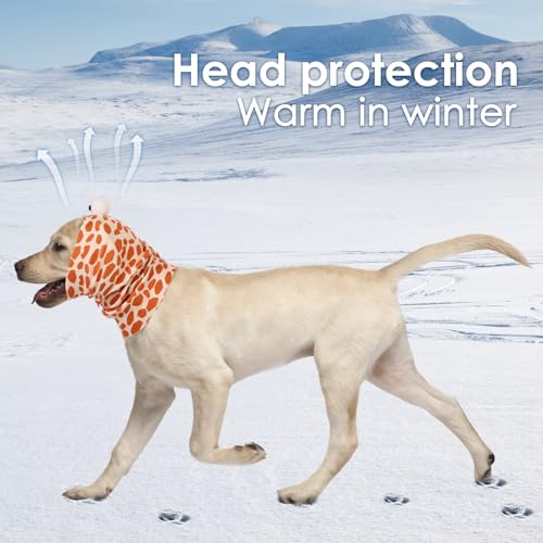 Image of SAWMONG Dog Calming Hoodie with Ear Covers for Noise, Fireworks & Anxiety Relief, No Shake Ear Wraps, Dog Ear Muffs & Protector, Pet Grooming and Force Drying, Giraffe, Medium