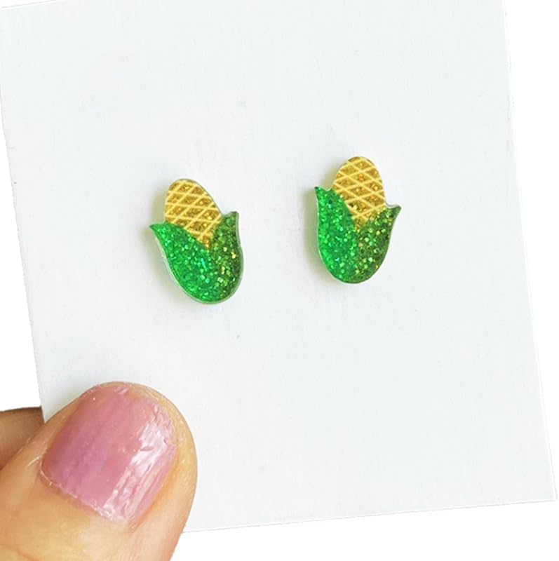 Thanksgiving Halloween Turkey Pumpkin Maple Leaf Stud Earrings Set for Women Glitter Acrylic Fall Earring Autumn Harvest Jewelry Gifts-5 Pairs - Image 5