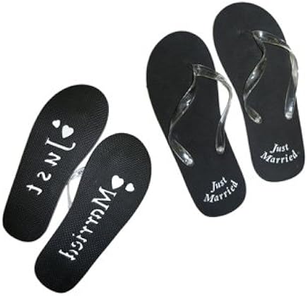 Uk Event Decor Mens Black And White Just Married Flip Flops Uk