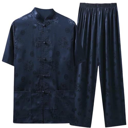 Costume d'été homme style chinois en soie glacée pour vos soirées en terrasse