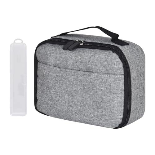 Alyxen Bolsa Termica Porta Alimentos,Bolsa de Almuerzo Térmica con Caja Cubiertos,Nevera Portatil Tela,Bolsa Refrigerada Plegable Adatto para Escuela, el Trabajo y el Picnic（Gris）