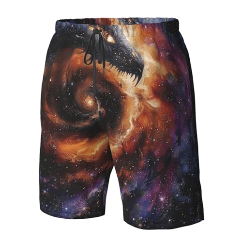 Men's Quick Dry Swim Shorts Dragon Galaxy Stars Black Hole Dark Abstract Beach Trunks with Pockets4
