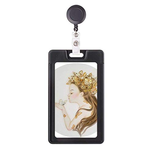 Étui de badge rétractable peinture chinoise papillon chic