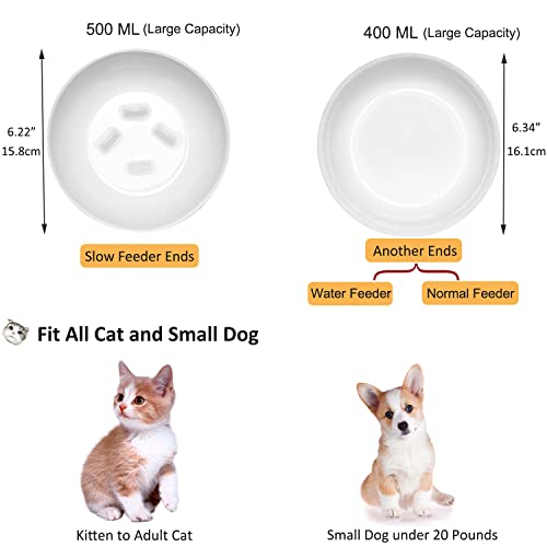 Wellbro Raised Slow Feeder Cat Bowl, Ceramic Elevated Cat Slow Feeder, Raised Cat Dish For Dry Wet Cat Food,Backflow Prevention,Dishwash Safe #TOP2
