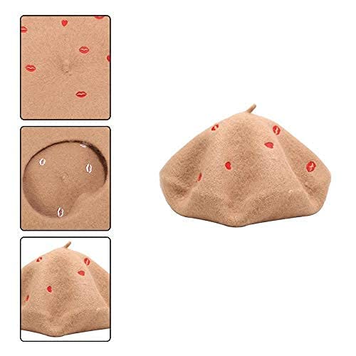 Béret Rose Pour Femme - Chapeau Rétro Littéraire, Doux Et Chaud En Laine, Accessoire Mode Élégant