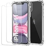 Funda para iPhone 11 y Cristal Templado Protector de Pantalla (2 Pack),Carcasa Protectora Antigolpes Transparente IPhone11 6.1",Vidrio Templado (9H 0.33mm),TPU Suave Flexible Cover
