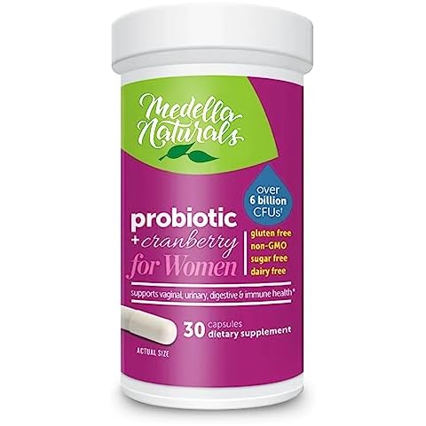 Women’s Probiotic + Prebiotic with Cranberry - 6 Billion CFU, 4-Strain Prebiotic Probiotic Women to Support Vaginal, Urinary, Immune & Digestive Health - Made in the USA, 30 Veggie Capsules Cover