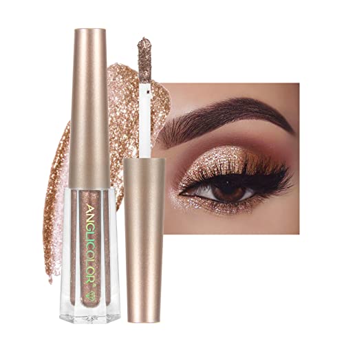 Anglicolor Glitter Eyeshadow, Long-Lasting Quick-Dry Liquid Eyeshadow, Lightweight Smooth, Shimmer Eyeshadow, Metals Gloss Sparkling Eyeliner Pen, Cosmetics Gift For Girls And Women (#15 Rose Gold) #TOP9