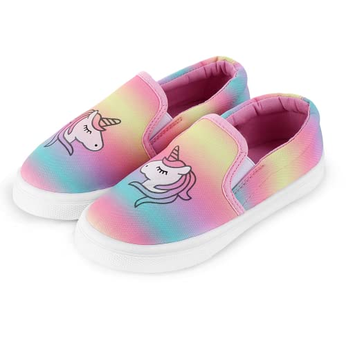 JOSINY Kids Shoes Slip On for Girls Boys - Casual Toddler Sneakers Lazy Tennis Loafers Pink