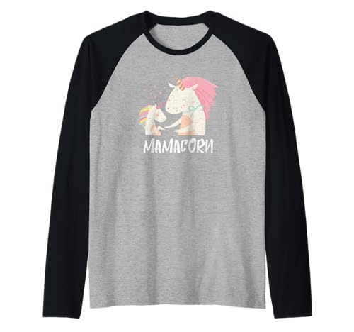 Mamacorn Mama Día de la Madre Lindo Unicornio Mamá Vintage Mamá Camiseta Manga Raglan