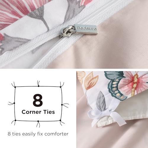 Bedsure US000473PQU Duvet Cover Queen Size - 100% Cotton Butterfly Pink Duvet Cover Set thumb #5