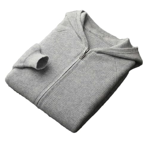 Autumn Winter Wool Men's Cardigan Solid Color Hooded Padded Loose Knit Cardigan3