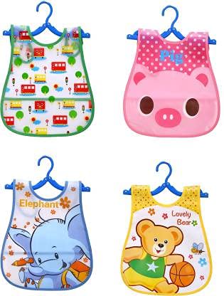 BabyGo Waterproof Baby Bibs | Fast-Dry Spill-Resistant Cotton Apron Bibs for 6–12 Months, Gentle & Reusable Feeding Bibs for Boys & Girls, Easy-to-Wash Mealtime Bibs | Set of 4 (Multicolor) - Image 2 thumbnail