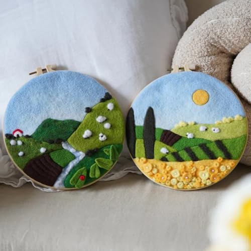 Image of Wonafa DIY Wool Needle Felt Starter Kit, Beginner Needle Felt Kit with Wool Felt Bag, Felts Needles, Photo Frame, Foam Mat, Felts Cloth and Instructions for Home Decor, Art Crafts (K3)