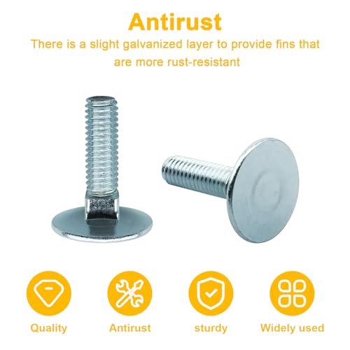 Image of 10 Pcs 014973239763 Elevator Bolts, 3 /8-16 x 1-1 /2 Flat Head Bolt, Zinc - Rust Resistant