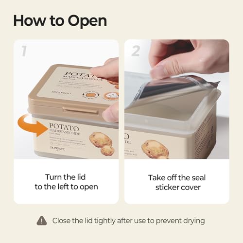 Image of SKINFOOD Potato Madecassoside Daily Sheet Mask, Korean 5-Minute Quick Skincare Hack, Soothing & Skin Barrier Face Mask for Damaged Skin, Bulk Pack (30EA)