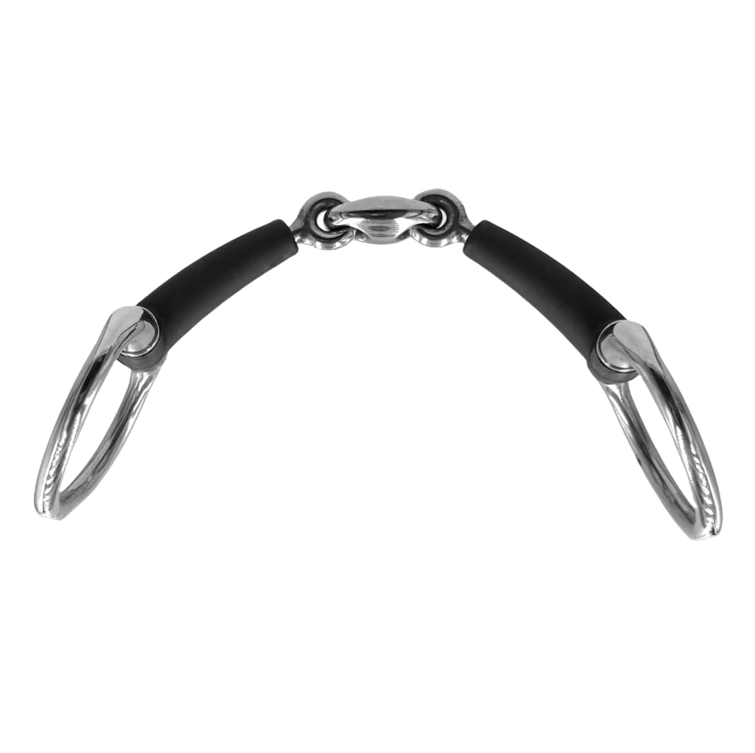 ES0248 - Morsetto a testa d'oliva, doppia rotta con gomma, per cavalli sensibili e giovani cavalli (10,5 cm)