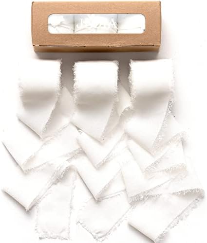 JEDIA White Ribbon, 3 Rolls Ivory Chiffon Ribbon, 1.5" x 7Yd Wedding Ribbon Set for Gift Wrapping, Wedding Decor, Wedding Invitations, Bouquet Wrap, Bridal Bouquets, DIY Crafts