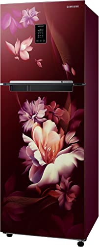 Image of Samsung 291L 2 Star Convertible 5 In 1 Curd Maestro Digital Inverter Frost-Free Double Door Refrigerator Appliance (RT34C4622RZ /HL,Midnight Blossom Red