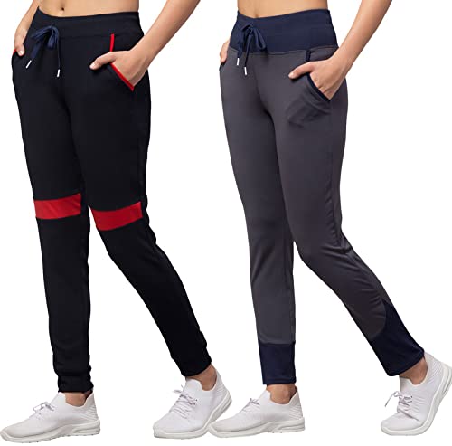 Image of BLUECON Women's Slim Fit Polyester Trackpants (Combo Pack of 2)