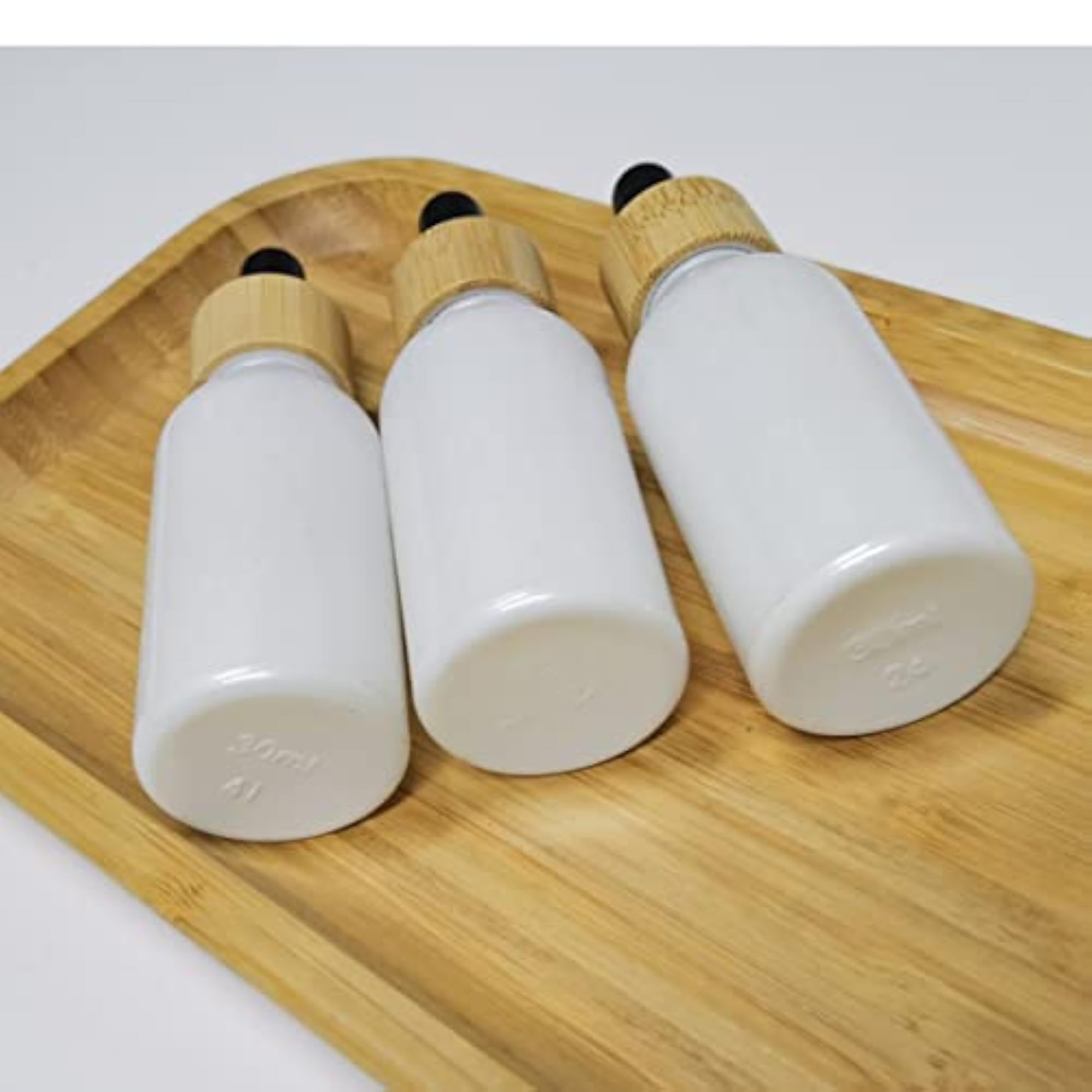 20pcs Empty Pearly White Round Glass Bottles with Dropper