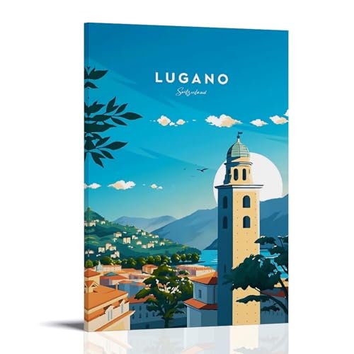 Art mural décoratif Lugano Suisse de qualité premium pour salon