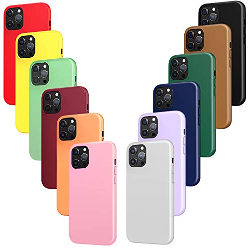 iVoler 12 Stuks Compatibel met iPhone 12 Pro Max 6.7-inch, Ultradun Siliconen Krasbestendig Tegen krassen Cover Zwart, paars, Roze, rood, geel, oranje, bruin, enzovoort.