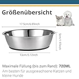 PEGGY11 Edelstahl Futternapf für kleine und mittelgroße Hunde, 720 ml, rutschfest mit Silikonboden, stabil & leise, 2er Set