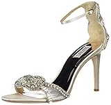 Lederfutter Badgley Mischka Damen Knöchelriemchen Sandalen mit Absatz, (elfenbeinfarbener Satin), 38.5 EU