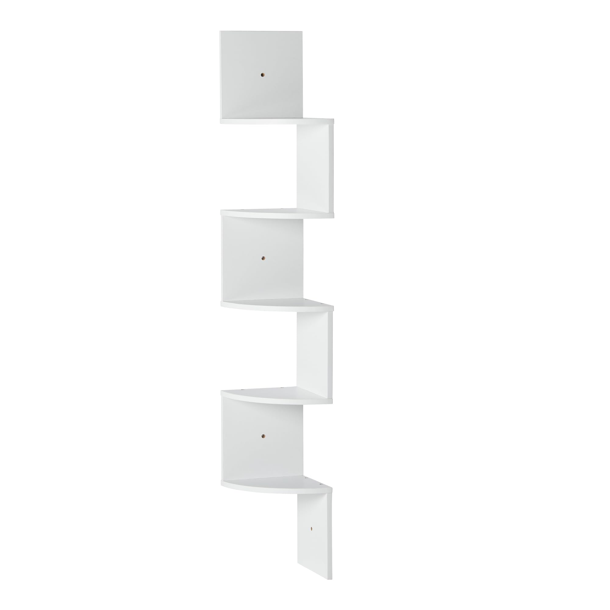 Amazon Basics 5-Tier Corner Shelf, Wall-Mounted, Set of 1, Floating Corner Bookshelf for Living Room, Bedroom, Bathroom, Home Office, 7.8"D x 48.5"W x 7.8"H (Inches), White