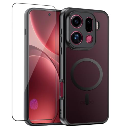 Image of QUIETIP Magnetic Case for Oppo Find X9 Pro with Screen Protector,[Compatible with MagSafe] Translucent Matte Drop Protection Cover,Black
