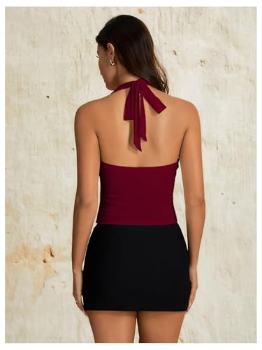 MakeMeChic Women's Halter Top Sleeveless Twist Front Going Out Tops Summer Shirt3