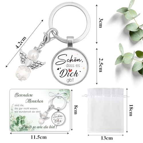 Happirra Geschenke für Frauen Freundin, Geburtstagsgeschenk für Frauen, Schutzengel Schlüsselanhänger Beste Freundin Geschenke, Kleine Weihnachtsgeschenke Frauen Freundin- Schön dass es Dich gibt