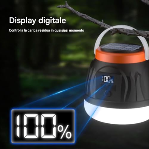 Linterna de exterior recargable, lámpara de camping con pantalla digital para jardín 3