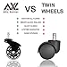 Office Chair Caster Wheels Replacement, AXL 5 Pack Silent Rollerblade Style Chair Casters, Safe for Hardwood Floors, Carpet, and Universal Computer Gaming Chair Wheels (Black/Clear)