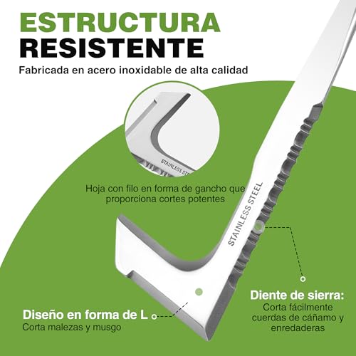 WORKPRO Herramientas de Deshierbe, 31 cm Extractor Malas Hierbas y Grietas, Desherbador Manual con Filo Dentado, Azadillas para Jardinería - Image 3
