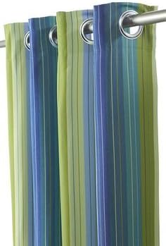 Comfort Classics Sunbrella Outdoor Curtain Panel, Nickel Grommet Top, 50 by 96 Inch in Seville-Seaside; Perfect for Your Patio, Porch, Gazebo, or Pergola Inc.