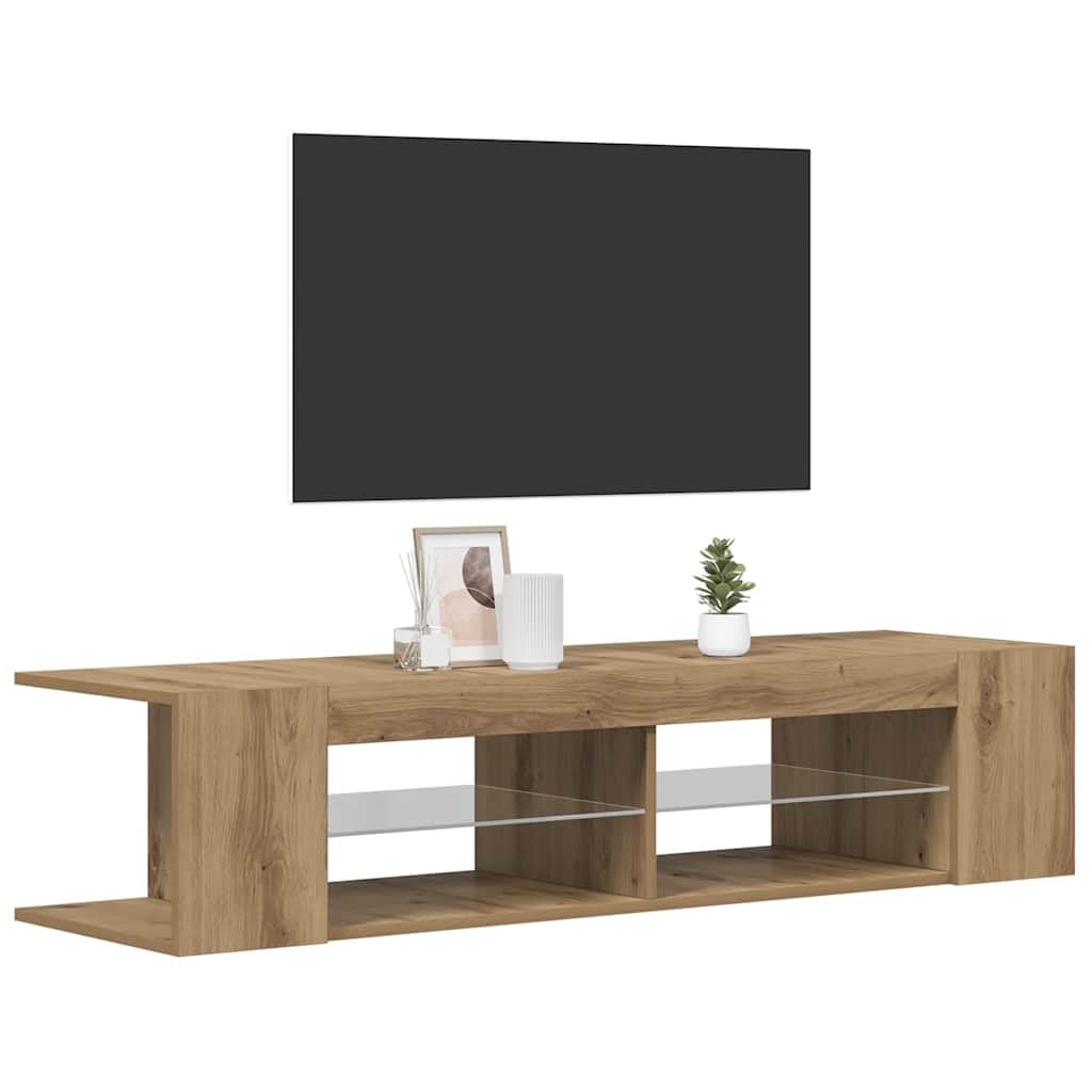 Szafka pod telewizor LED 90 x 39 x 30 cm, dąb, rękodzieło