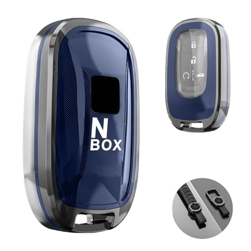 MailiMy 車のキーケース, N-boxに適し車のキーホルダー、カードキー カバー、全方位保護の キーカバー、ボタンの操作が簡単、軽量で防水、汚れ防止、滑り止めの特性を持ち、亜鉛合金とTPU素材を採用、車のキーを保護します、ブルー