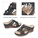 TEMOFON Womens Wedge Sandals Leather: Casual Dressy Women Gray Summer Platform Wedge Sandals Slip on Low Heels Comfortable Walking Size 10.5