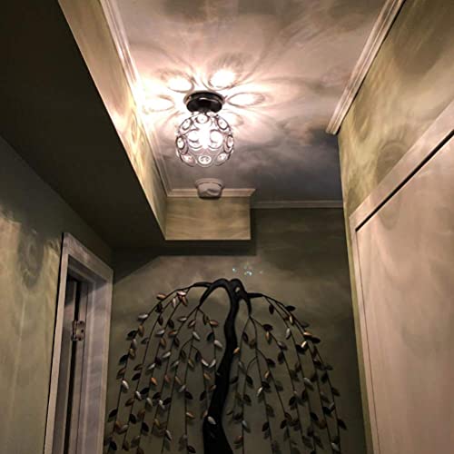 Tislyco Modern Chandelier Crystal Ceiling Hallway Light, Mini Semi Flush Mount Ceiling Light Fixture Mini Chandelier, Antique Black Metal Crystal Chandelier Lamp Entryway Bedroom Bathroom Kitchen #TOP3