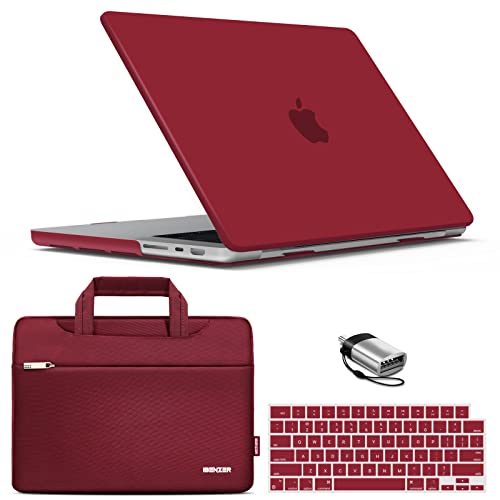 IBENZER Case for MacBook Pro 14 Inch 2026 2025 2024 2023 2022 2021 M5 M4 M3 M2 M1 A3434 A3112 A3185 A3401 A2918 A2992 A2779 A2442 Pro/Max, Hardshell Case&Sleeve&KeyboardCover&Type-C,WineRed,T14WR+3