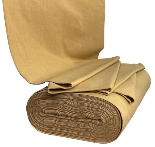 Image of Glus Fabric by The Metre-Mercerised Dyed Cotton for Embroidery-Cross Stitch-Bed Covers-Curtains-Cushion Covers-Table Cloth-Chair Upholstery-Sofa Cover (Mustard, 100 cm X144 cm)