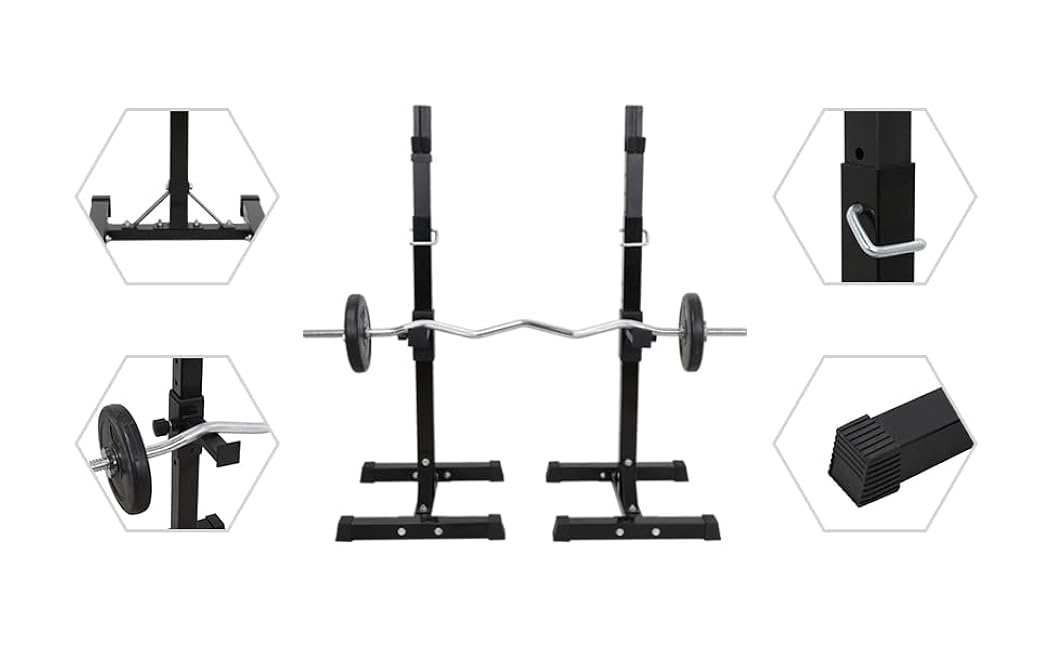 Adjustable Squat Rack Stand Barbell Bench Press Stands Rack Push Up 40-66 Multi-Functional Sturdy Steel for Home Gym Max Load 550 lbs Portable Dumbbell Racks Stands, Black