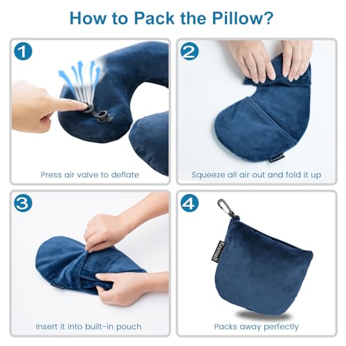 Image of Keemall Inflatable Neck & Shoulder Travel Pillow for Airplane Naps
