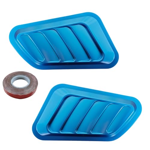 QEUOBUE 2PCS Car Hood Air Vent Cover, Automotive Air Flow Intake Trim Cover, Vehicle Scoop Bonnet Vents Engine Hood Kit, Universal Car Exterior Decorative Accessories for RV, SUV, Truck (Blue)