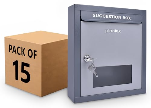 Image of Plantex All in One Multipurpose use Letter Box for Home gate /Post Box /Suggestion Box /for Feed Back in Office /Complaint /Donation Box with Secure Lock - Pack of 15 - (Grey), Table Top or Wall Mount
