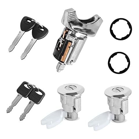 Ignition Key Switch Lock Cylinder＆Door Lock Cylinders With Keys Set Compatible With 1990-1995 Ford F150 F250 F350 Pickup E150 E250 E350 Van Crown Victoria Mercury Grand Marquis Aerostar &Ranger Cover
